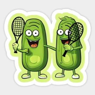 Two Pickles Playing Tennis Sticker